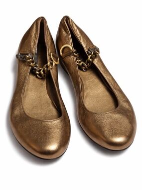Rachel Zoe Metallic Bronze Chain Ballet Flats